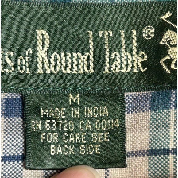 Knights Of Round Table Mens Medium Green Plaid Button Down‎ Long Sleeve - Picture 5 of 6